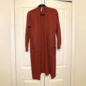 Red long cardigan Francesca’s collection